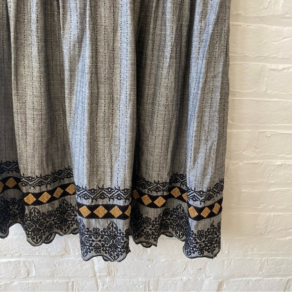 Avant Garde || Embroidered Tasseled Dress Cotton Black Gold Small - Picture 3 of 8